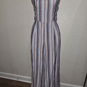 Striped Sleeveless Wide-Leg Jumpsuit — Multicolor